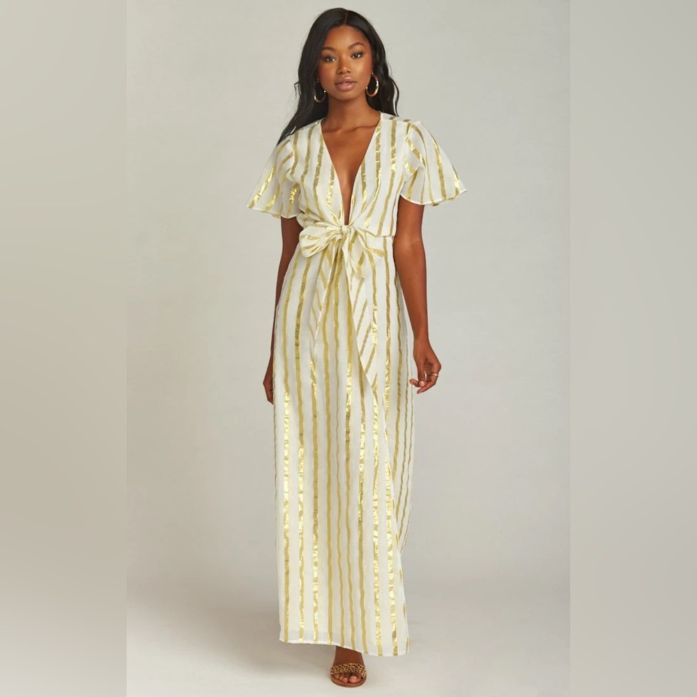 Show me your Mumu Fiona Maxi Dress ~ South Beach Stripe Gold